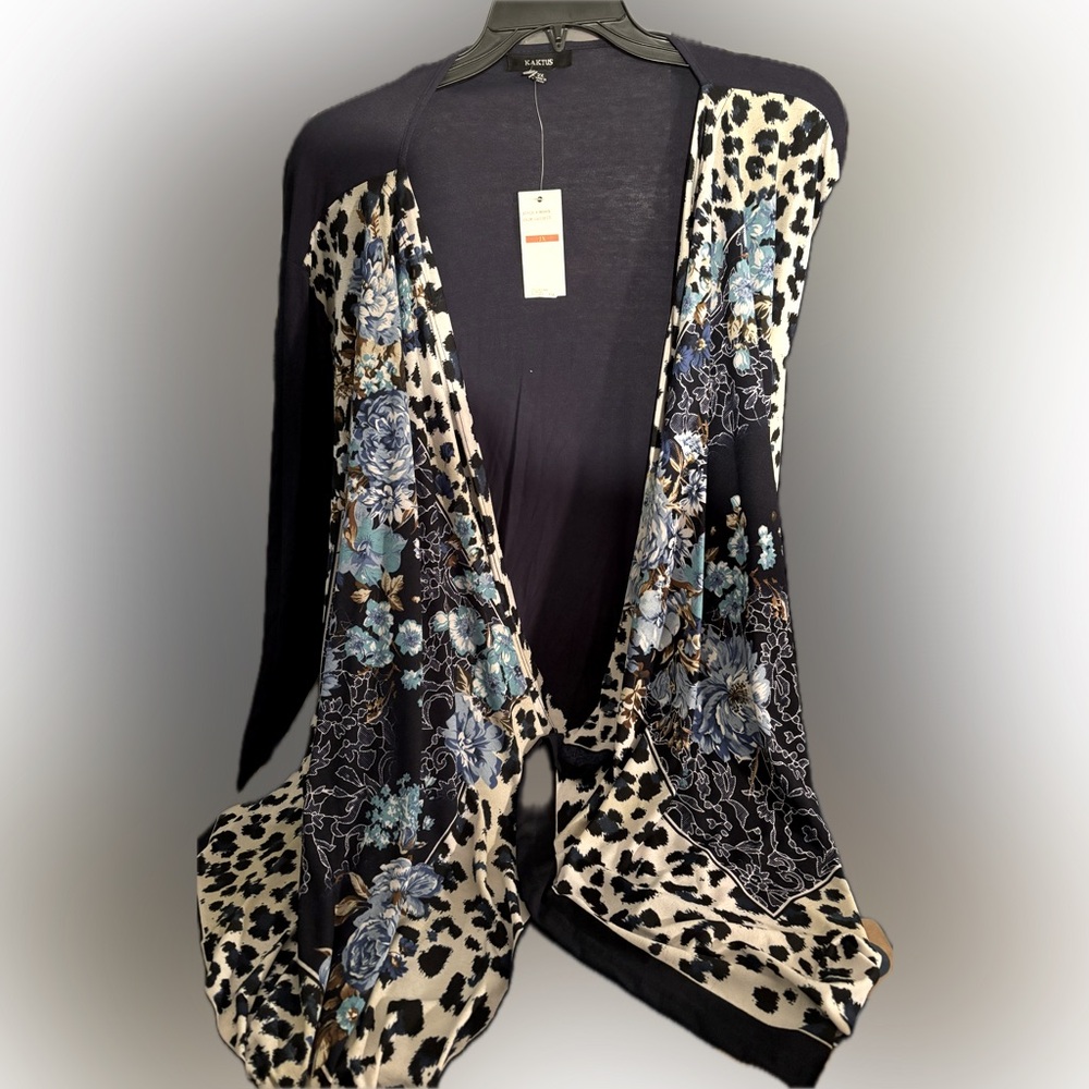 Kaktus Navy multicolored long sleeved cardigan 2x